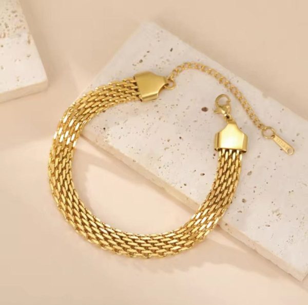 Gold Plated Titanium Steel Watch Belt Stacking Bracelet