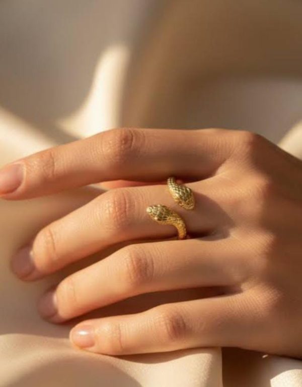 Tow parallel snake face ring